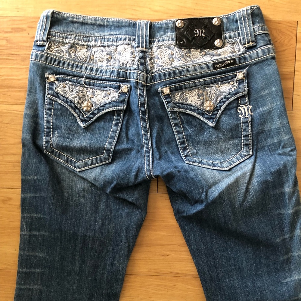 Miss Me Jeans White Lace Rhinestones Bootcut Size 29